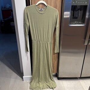Olive Green Long Sleeve Maxi Dress